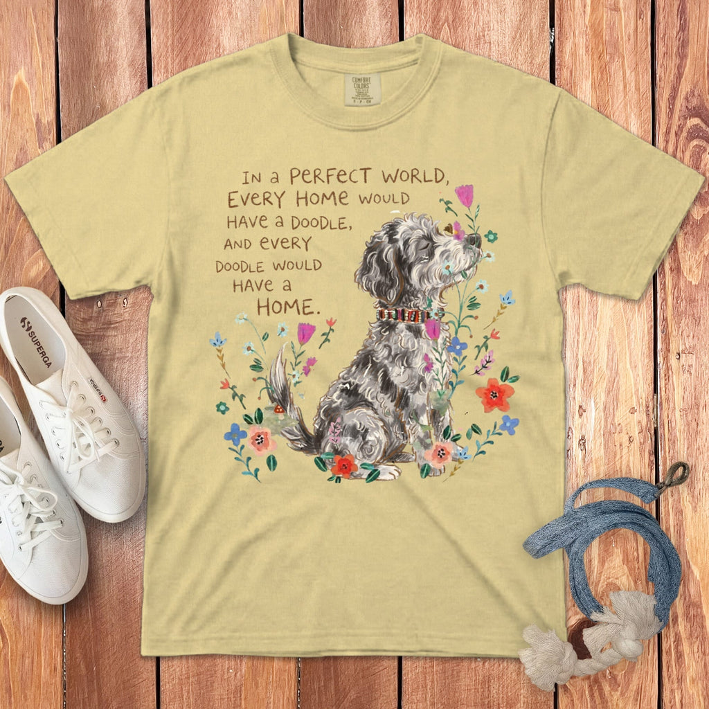 Perfect World Merle Goldendoodle Signature T-Shirt in Butter / S by Puppy Jo