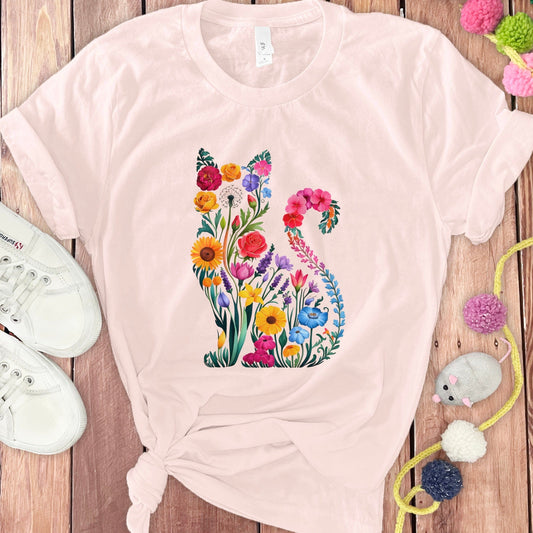 Floral Cat Silhouette Women's T-Shirt Unique Gift product