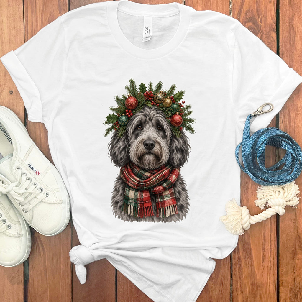 Merle Goldendoodle Holiday Crown T-Shirt in White / S by Puppy Jo