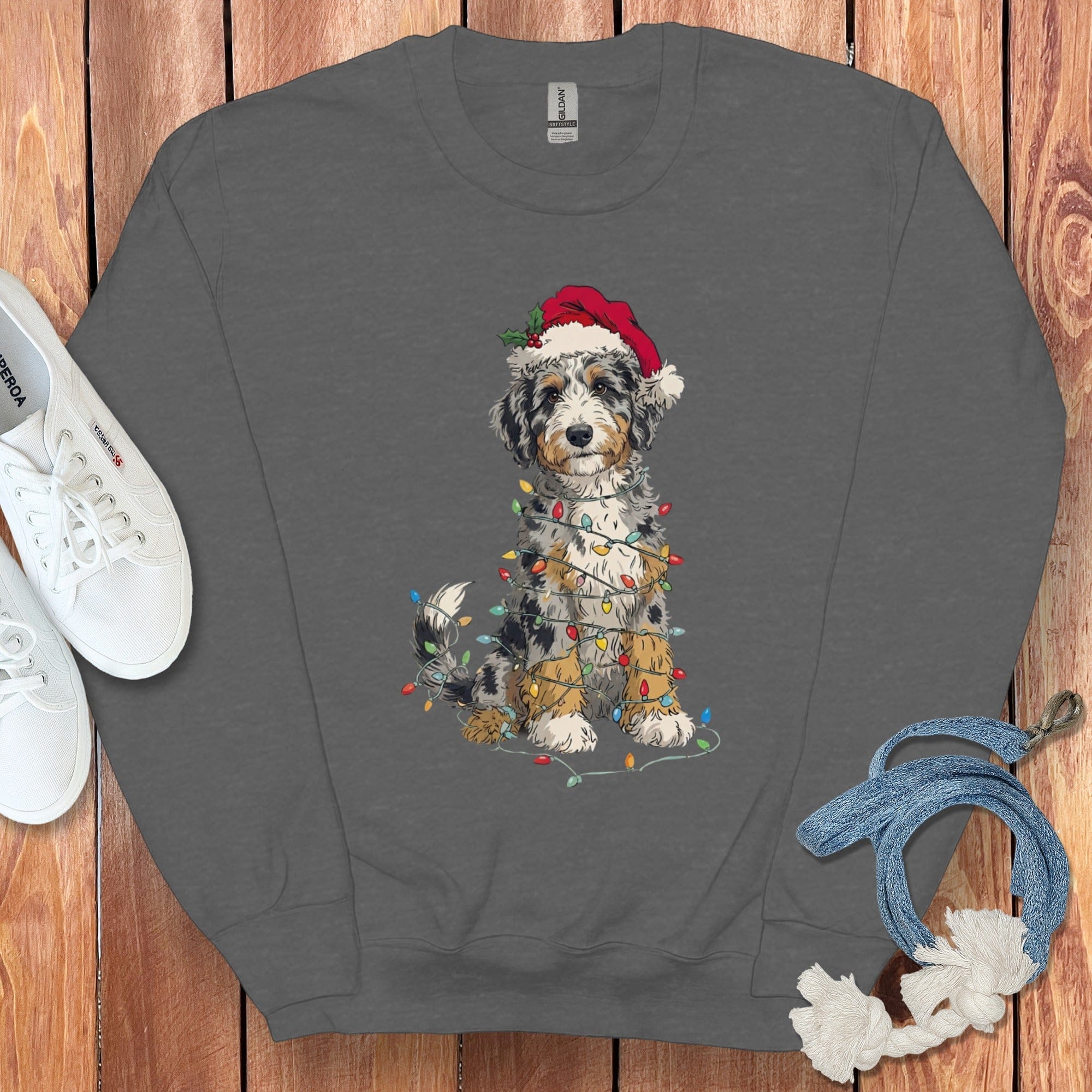 Christmas Lights Wrapped Doodle Sweatshirt