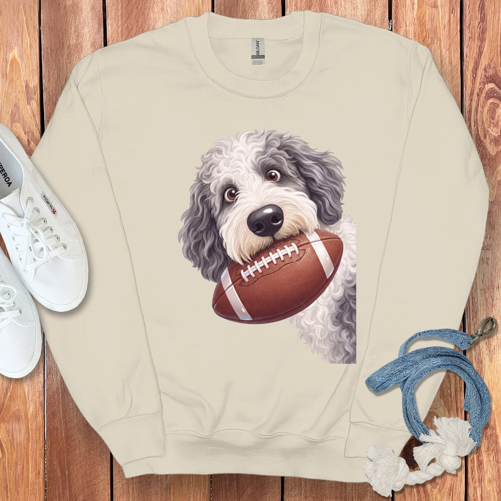 Sheepadoodle Football Sweatshirt in Sand / S by Puppy Jo