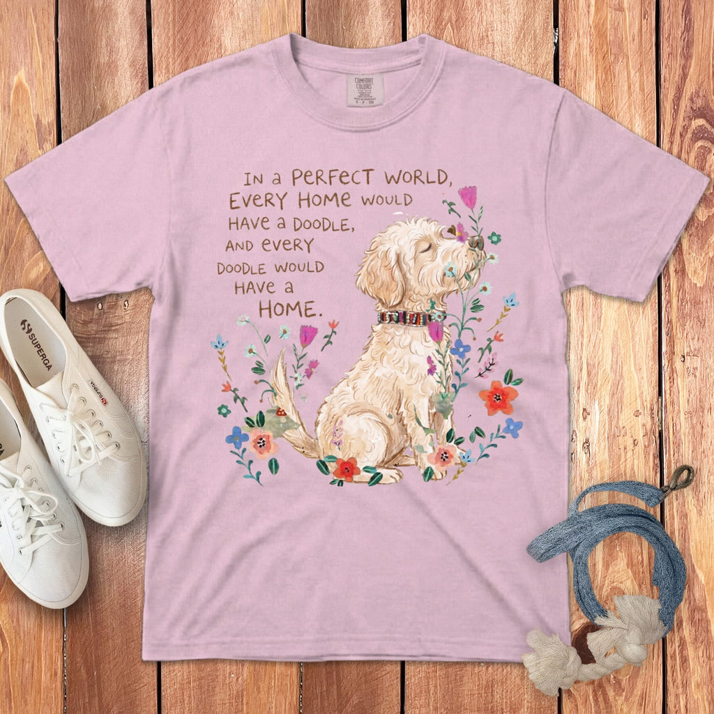 Perfect World Cream Goldendoodle Signature T-Shirt in Blossom / S by Puppy Jo