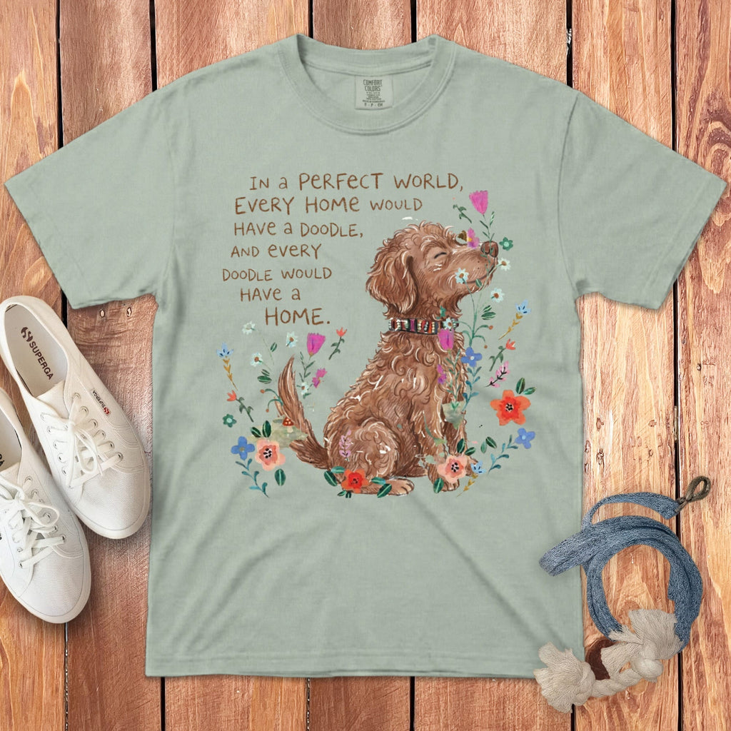Perfect World Chocolate Goldendoodle Signature T-Shirt in Bay / S by Puppy Jo