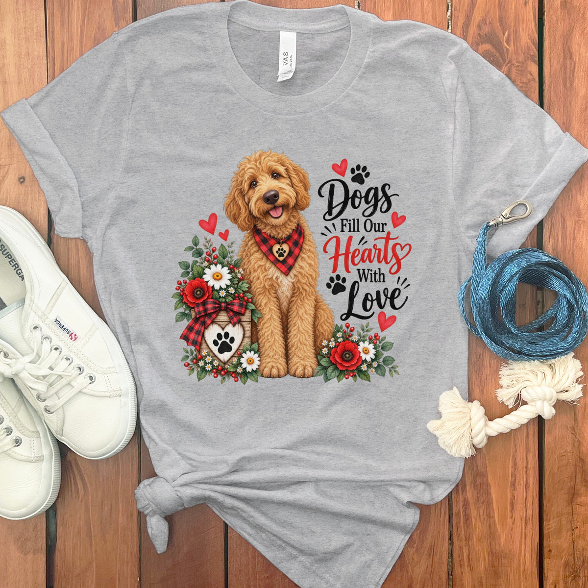Apricot Goldendoodle Hearts Love T-Shirt