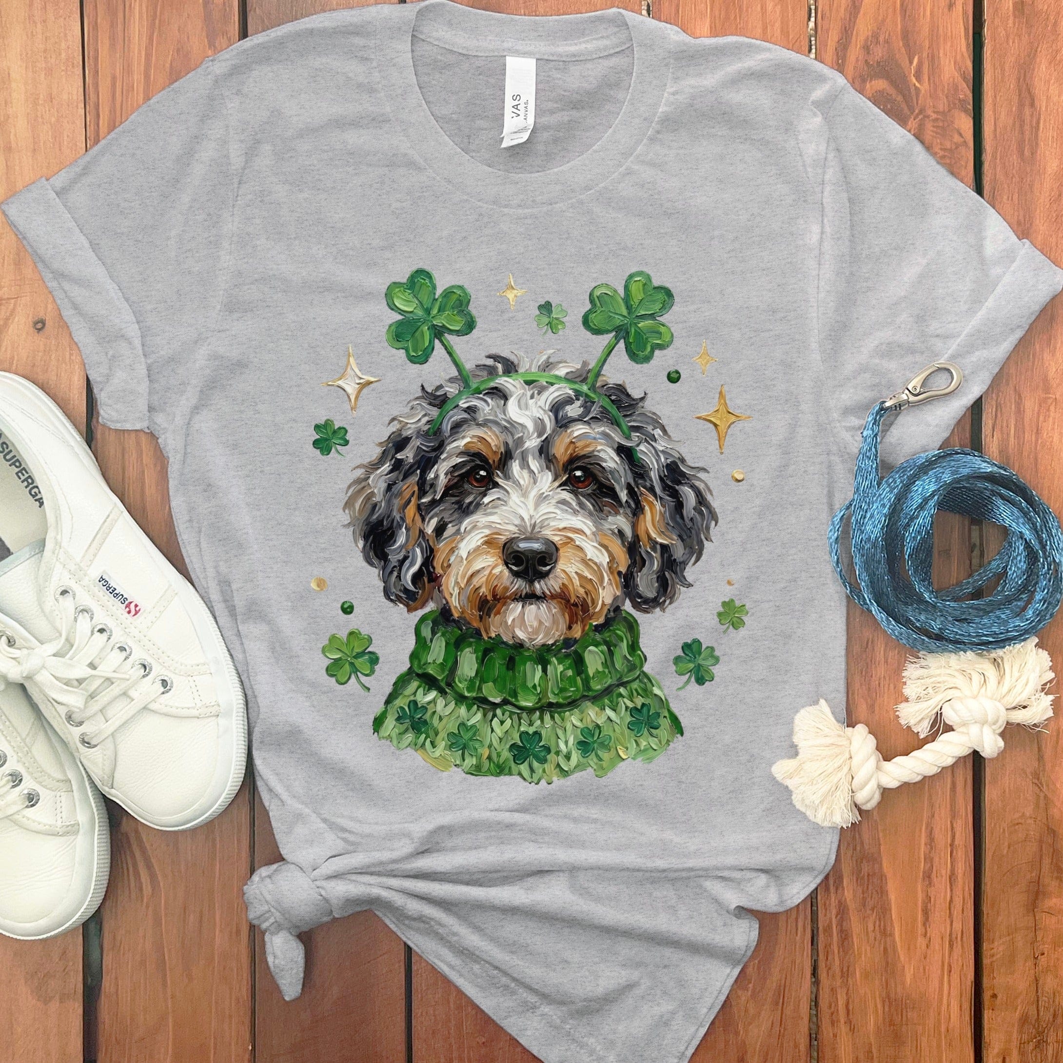 Cute Dog with Shamrocks St. Patrick's Day Shirt