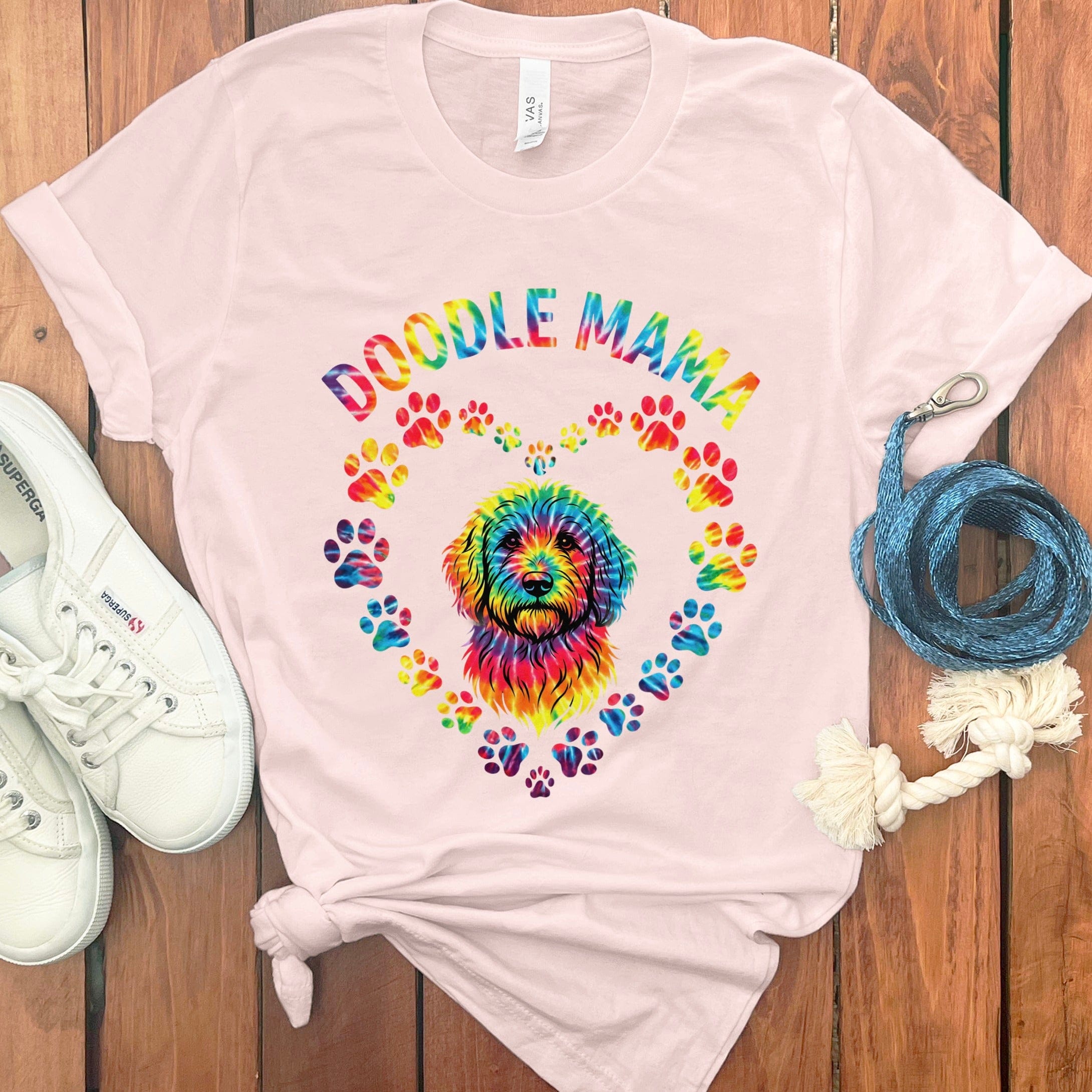 Doodle Mama Rainbow Paw Heart Graphic T-shirt