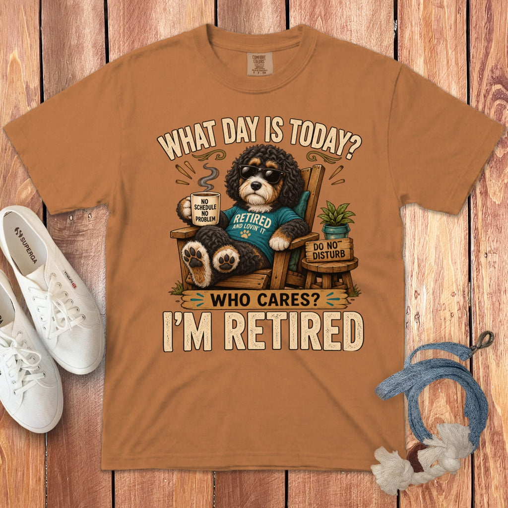 I'm Retired Bernedoodle Signature T-Shirt in Yam / S by Puppy Jo