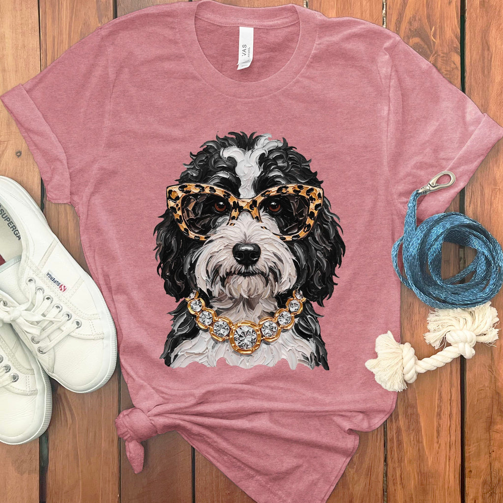 Sheepadoodle Glam T-Shirt in Heather Mauve / S by Puppy Jo