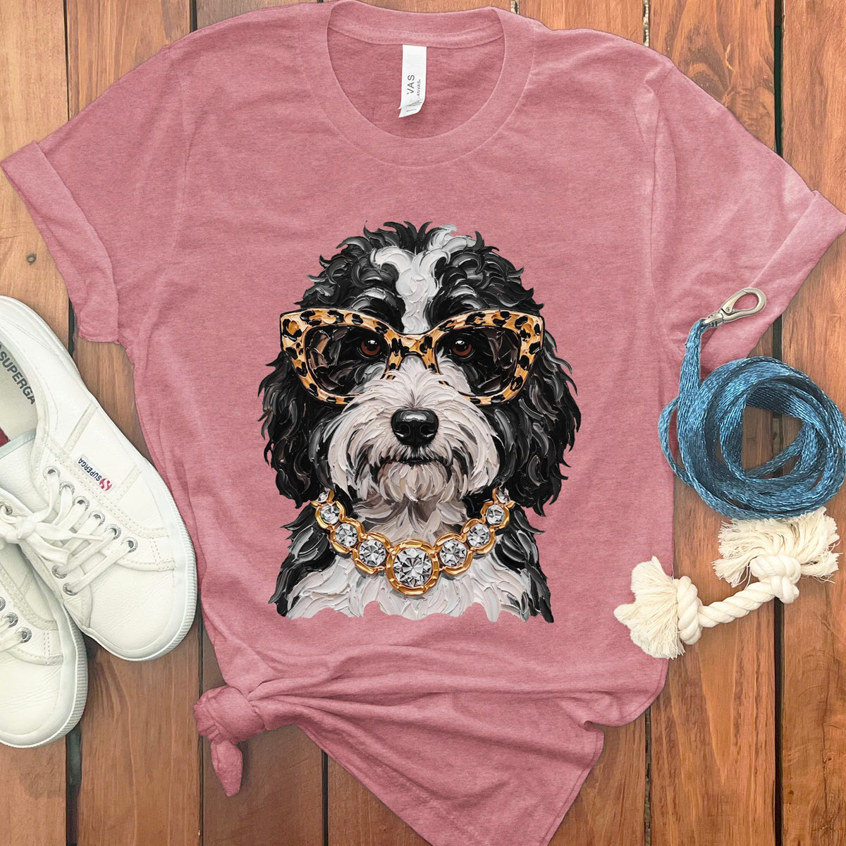 Sheepadoodle Glam T-Shirt in Heather Mauve / S by Puppy Jo
