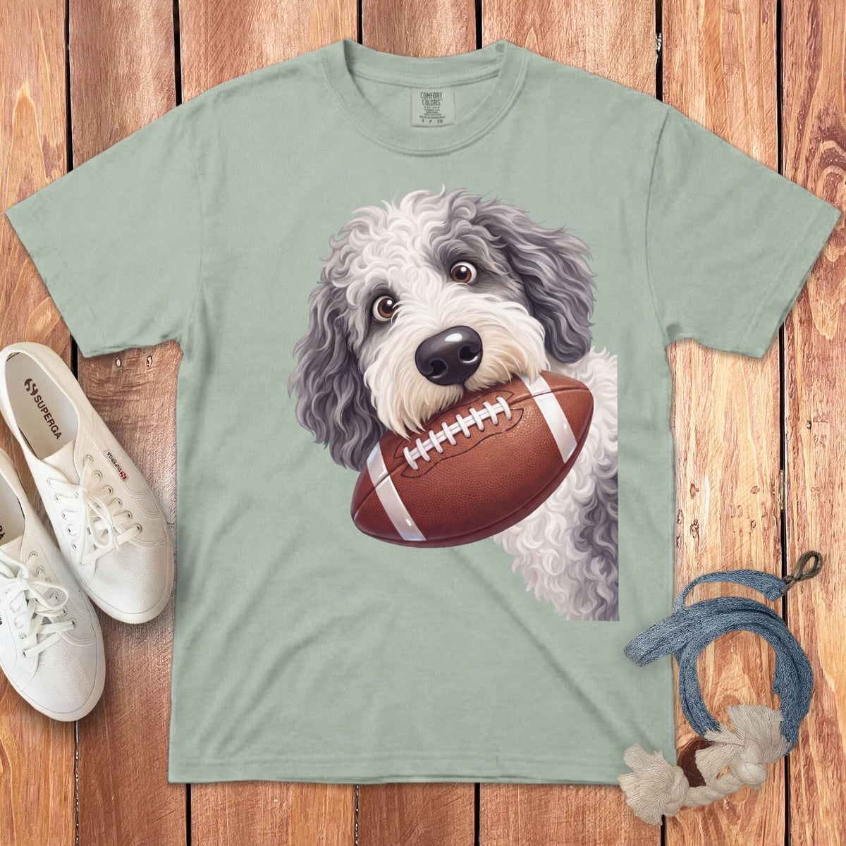 Sheepadoodle Football Signature T-Shirt in Bay / S by Puppy Jo
