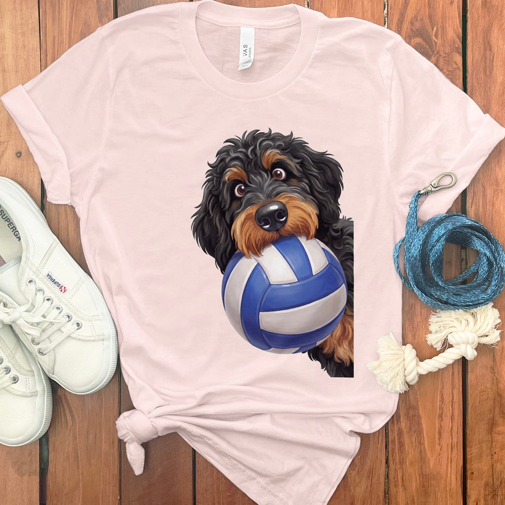 Phantom Goldendoodle Volleyball T-Shirt in Soft Pink / S by Puppy Jo
