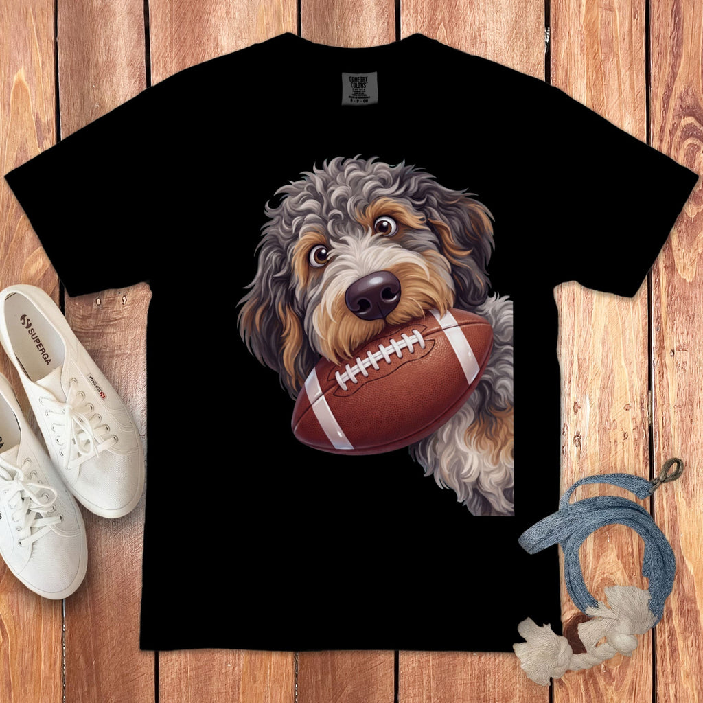 Aussiedoodle Football Signature T-Shirt in Black / S by Puppy Jo
