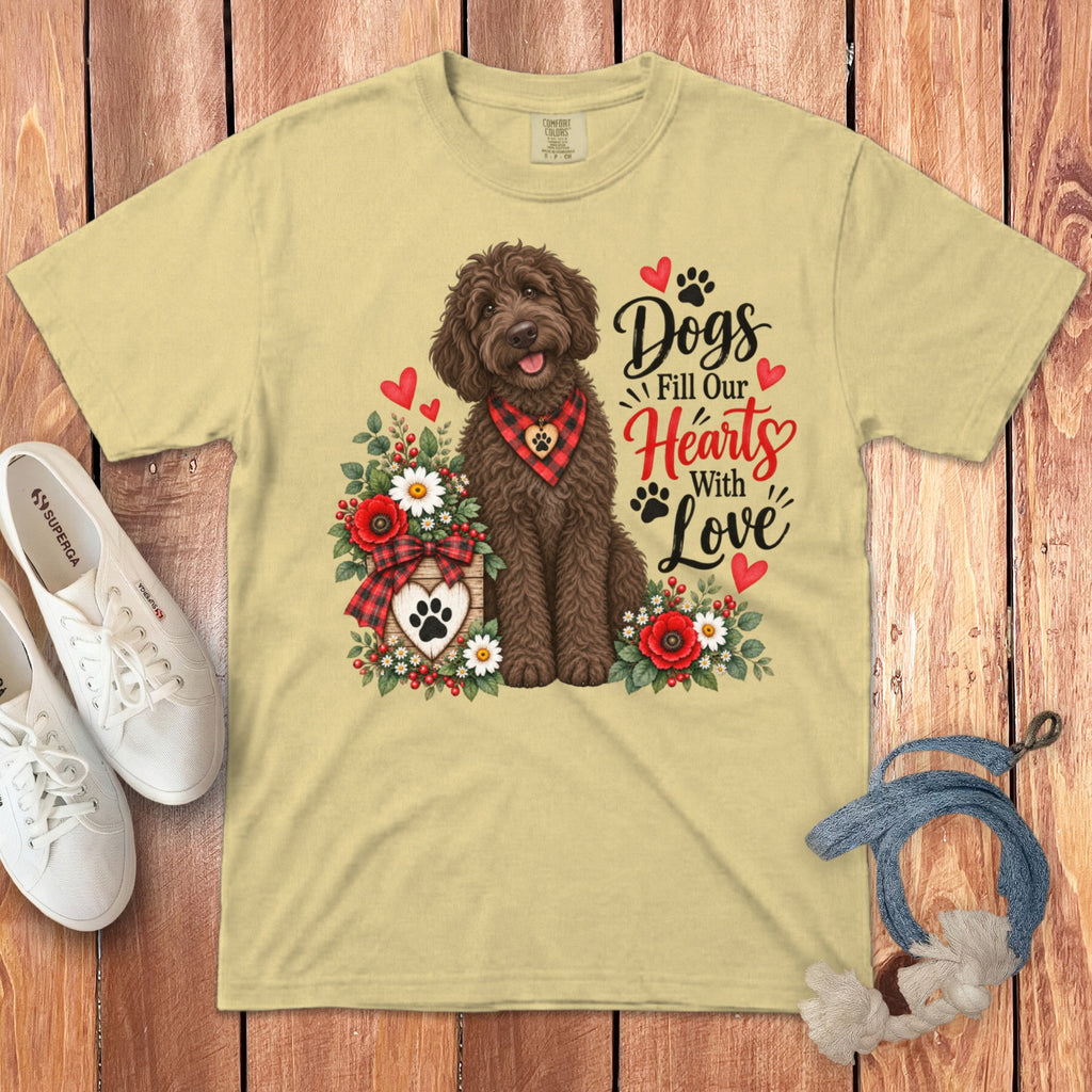 Chocolate Goldendoodle Hearts Love Signature T-Shirt