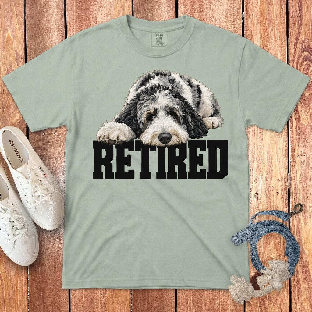 Retired Sleeping Merle Goldendoodle Signature T-Shirt in Bay / S by Puppy Jo