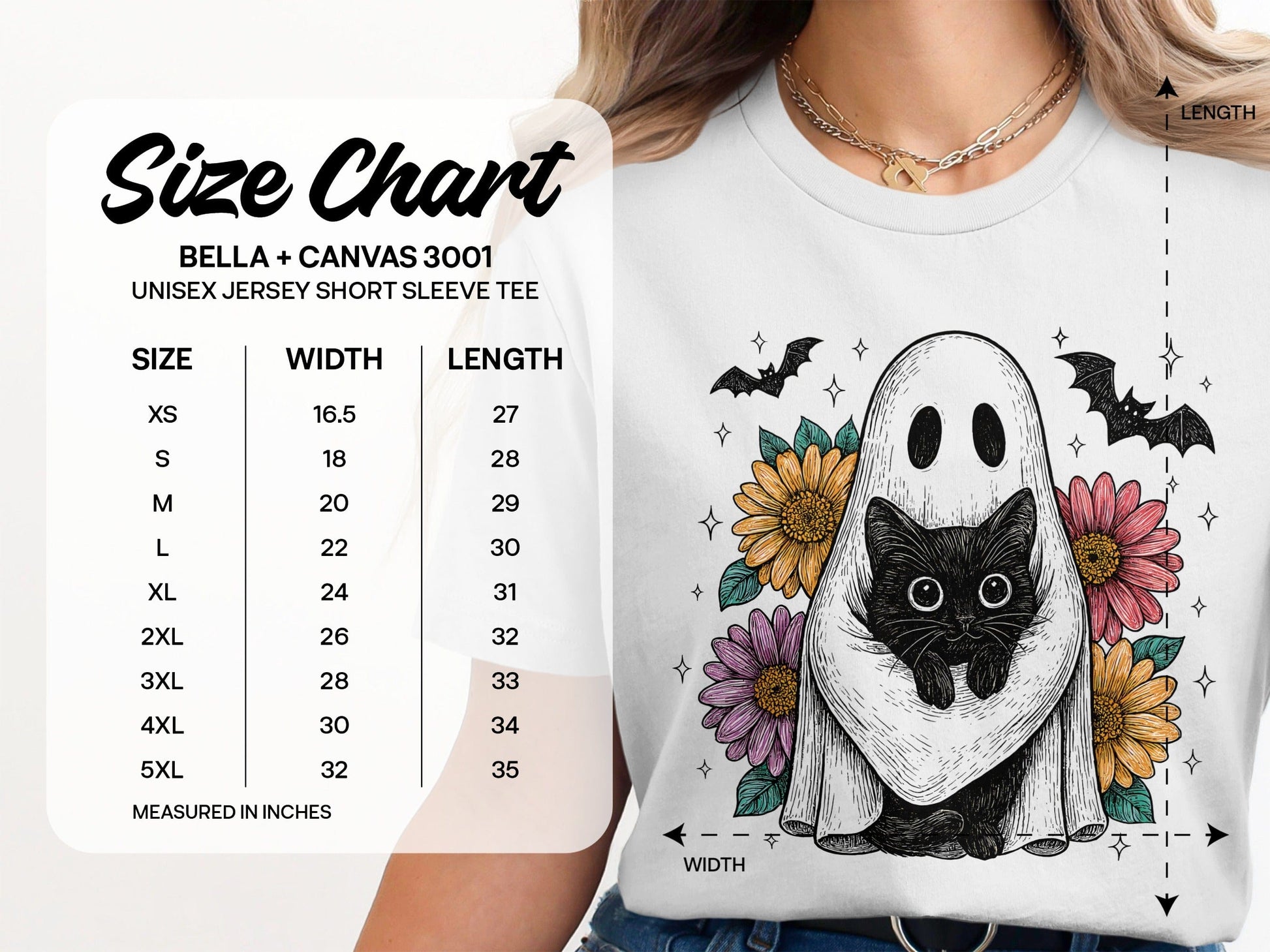 Ghost with Cat and Flowers Unisex Jersey Tee product type