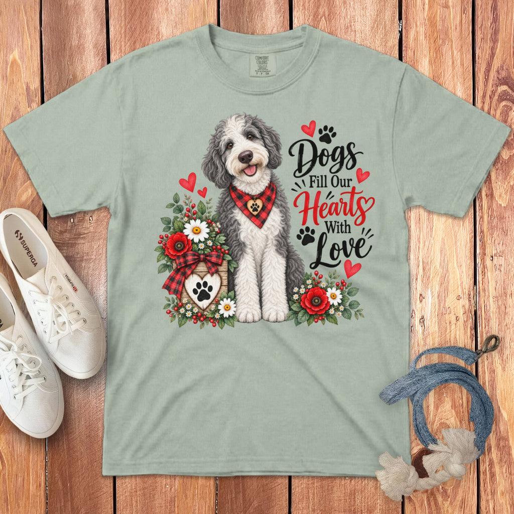 Sheepadoodle Hearts Love Signature T-Shirt