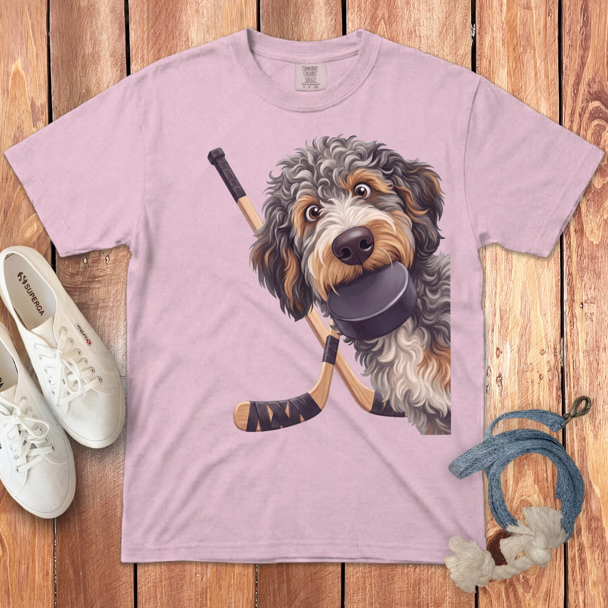 Aussiedoodle Hockey Signature T-Shirt in Blossom / S by Puppy Jo