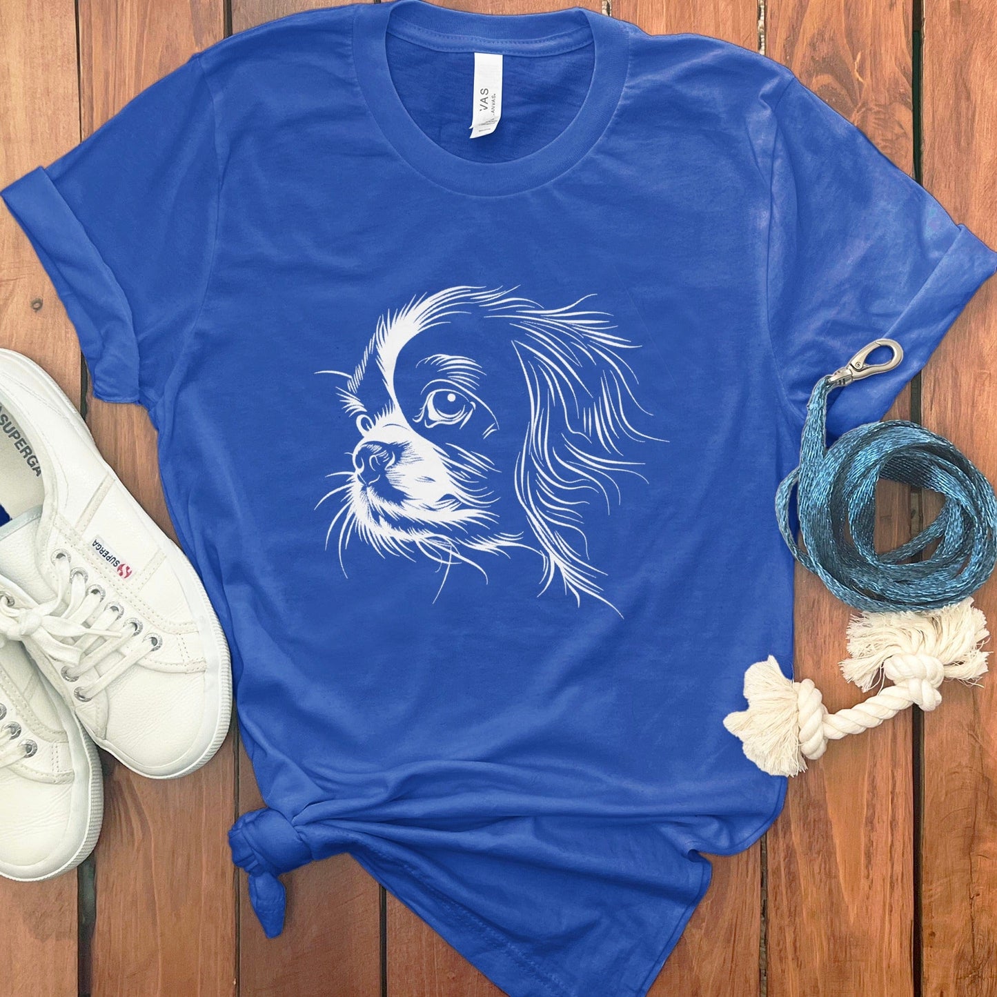 Detailed Dog Art on Blue T-Shirt product type