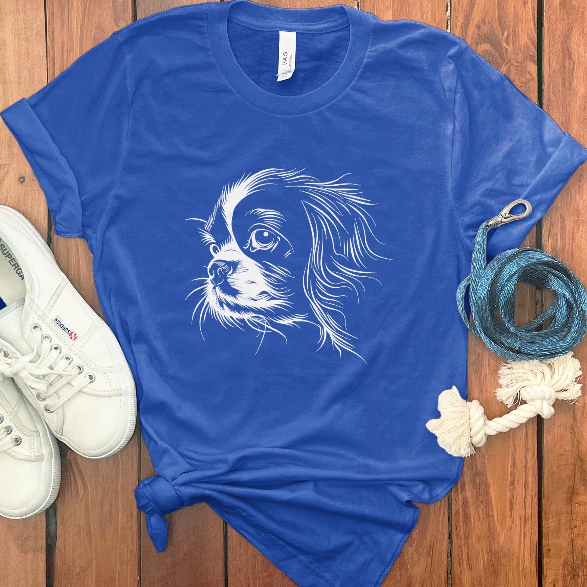 Detailed Dog Art on Blue T-Shirt product type