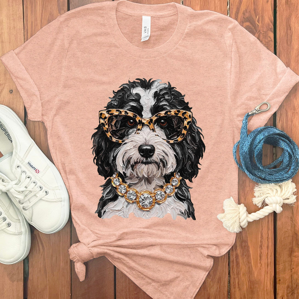 Sheepadoodle Glam T-Shirt in Heather Peach / S by Puppy Jo