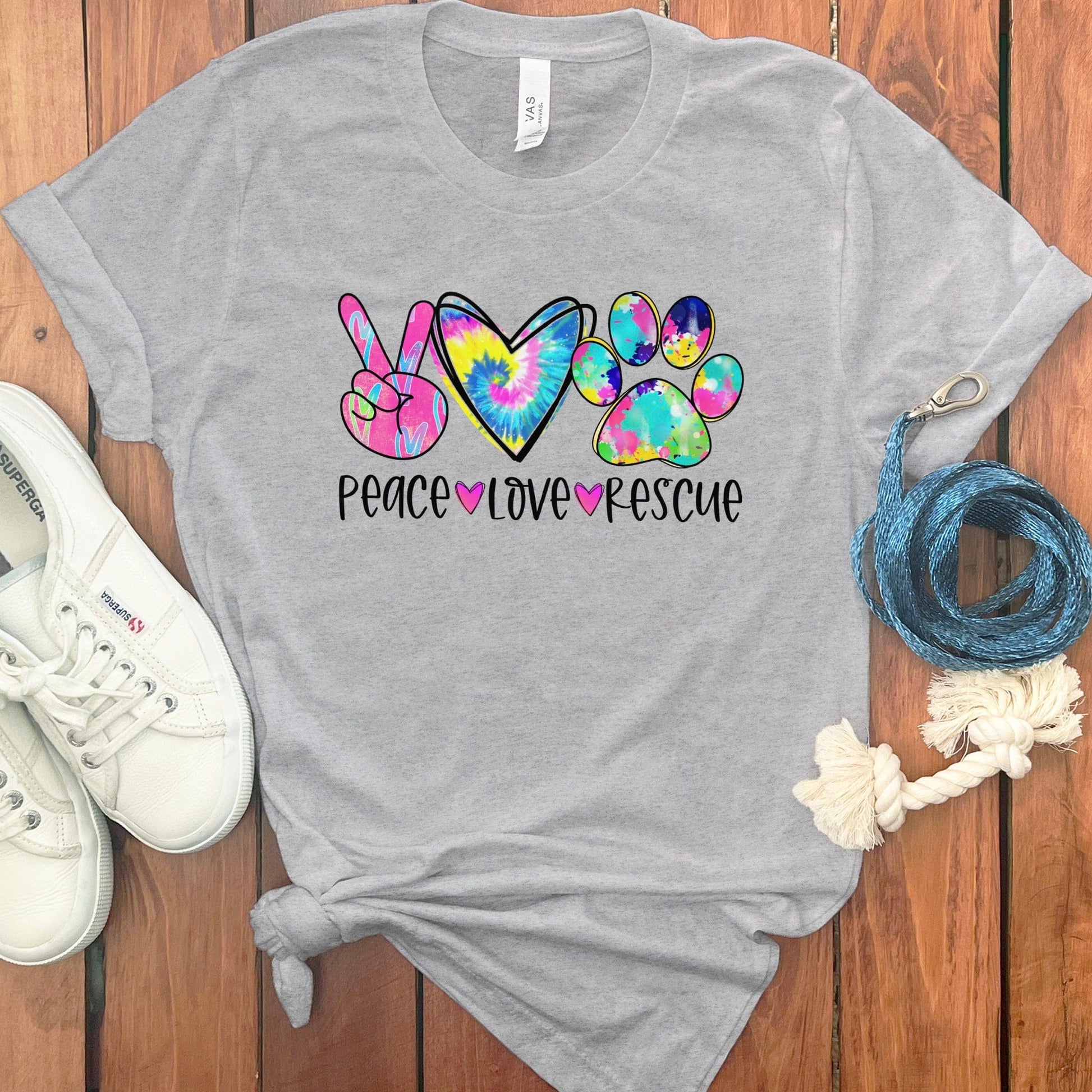 Peace Love Rescue Graphic Tee Cute Casual T-Shirt product type