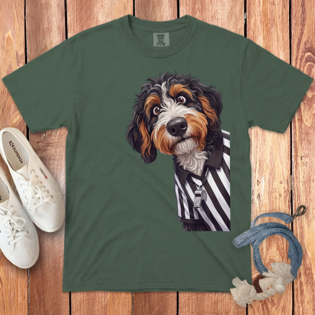 Bernedoodle Football Referee Signature T-Shirt in Blue Spruce / S by Puppy Jo
