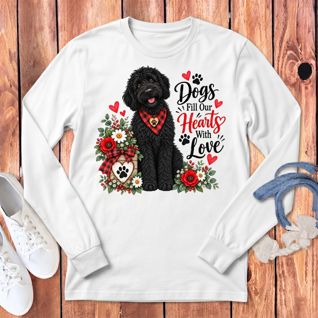 Black Goldendoodle Hearts Love Long Sleeve T-Shirt