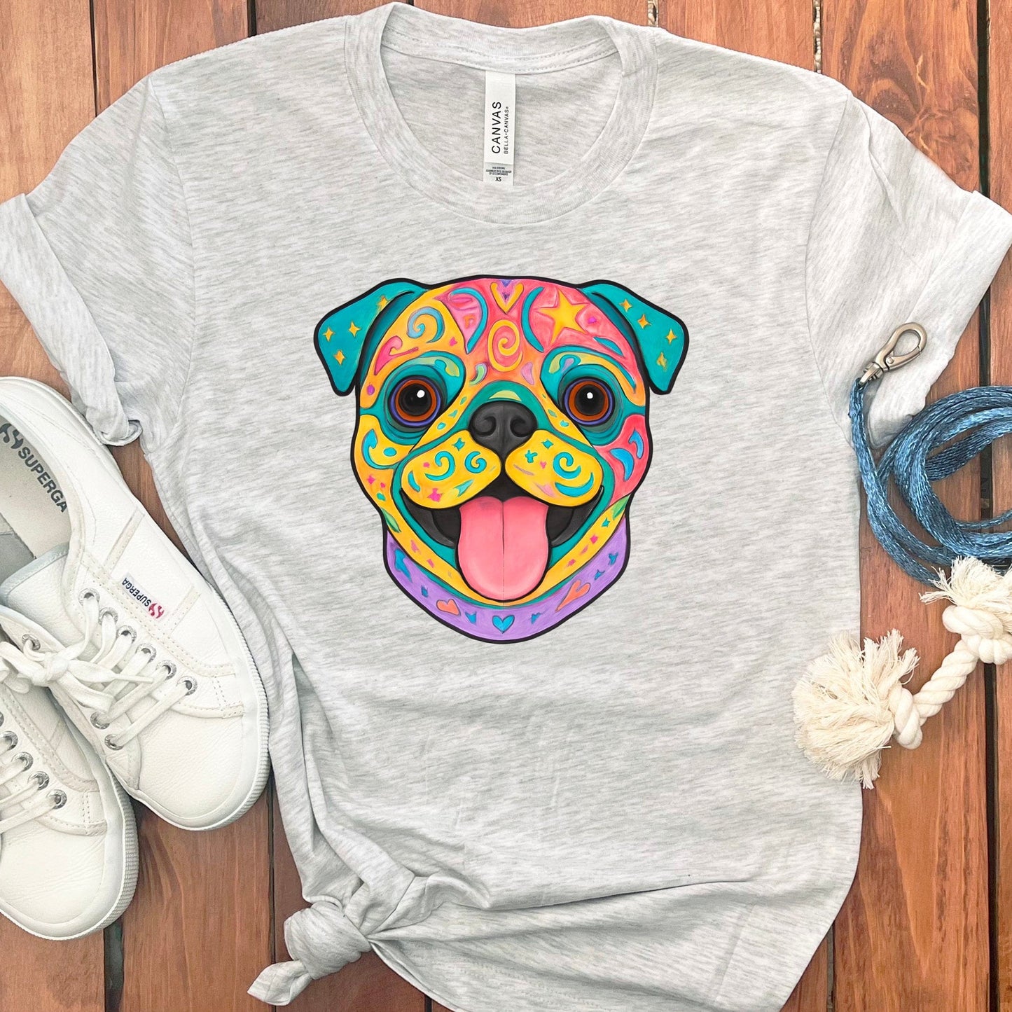 Colorful Pug Design Graphic Tee Shirt product type