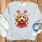 Adorable Dog with Hearts Sweatshirt Perfect for Dog Lovers