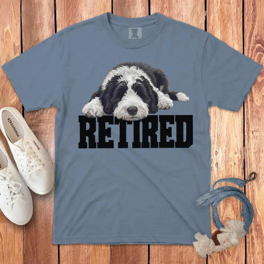 Retired Sleeping Sheepadoodle Signature T-Shirt in Blue Jean / S by Puppy Jo