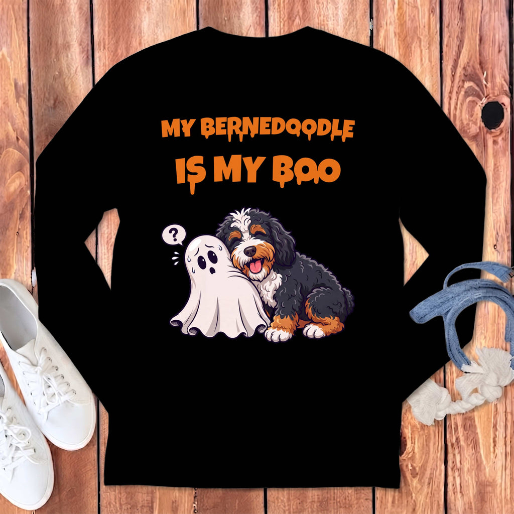 Bernedoodle My Boo Long Sleeve T-Shirt in Black / S by Puppy Jo