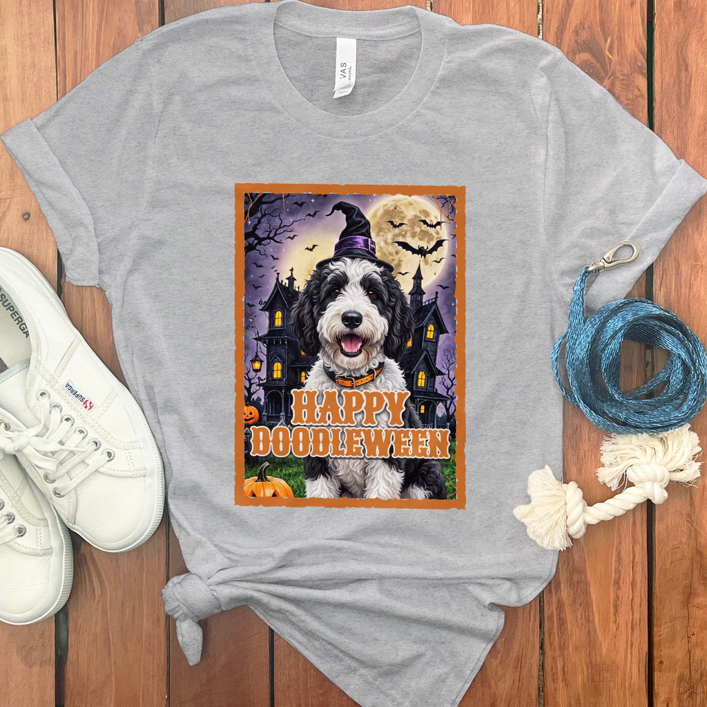 Sheepadoodle Happy Doodleween T-Shirt in Athletic Heather / M by Puppy Jo
