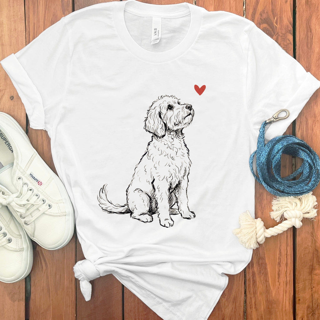 Dog with Heart Design White T-Shirt for Pet Lovers