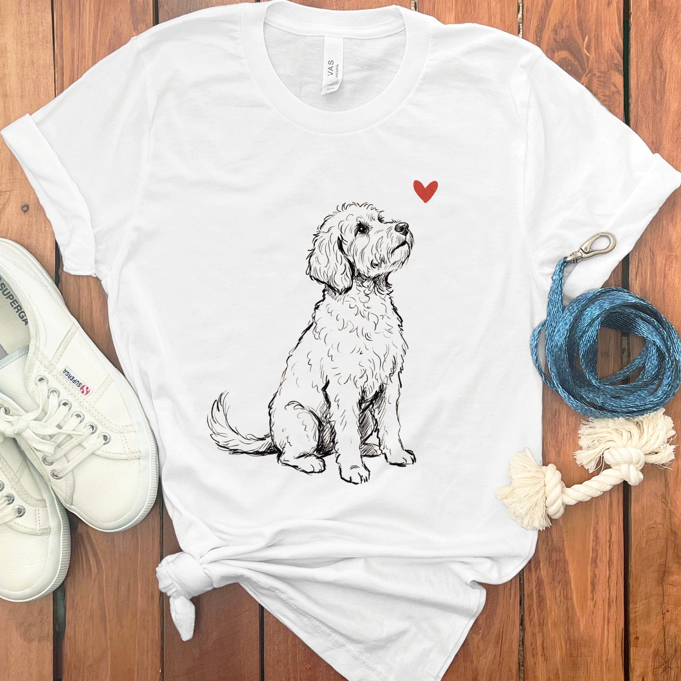 Dog with Heart Design White T-Shirt for Pet Lovers