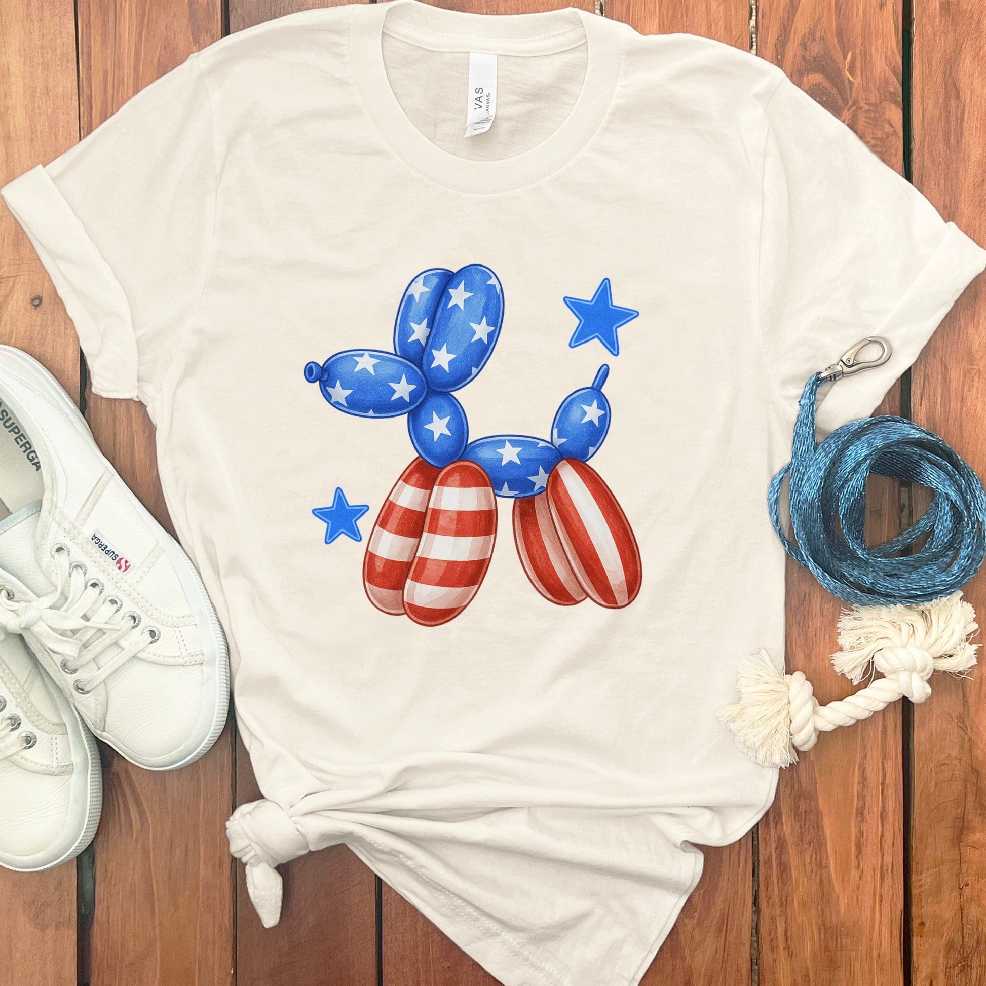 Patriotic Balloon Dog T-Shirt Unique Novelty Apparel product type