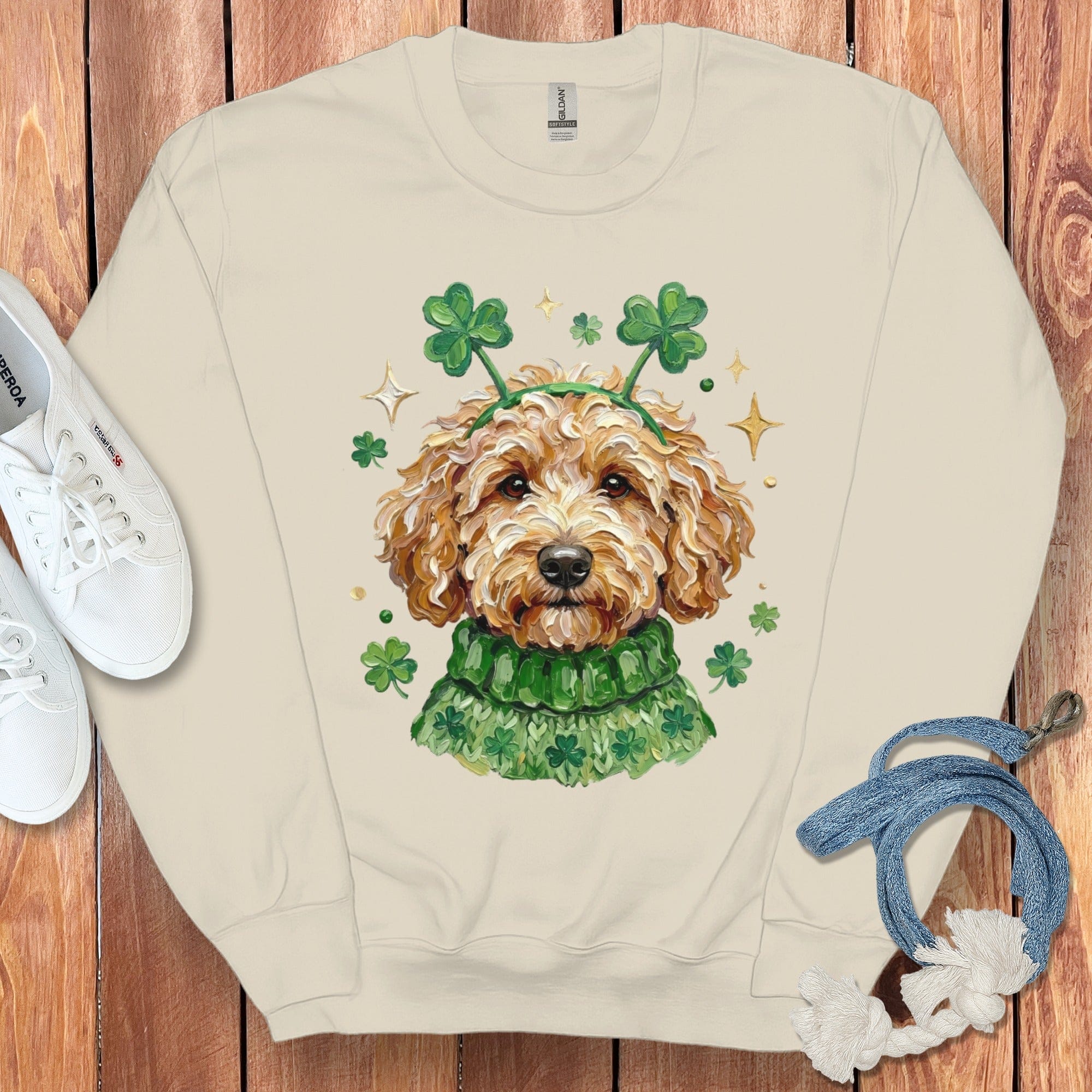 Cute Dog St Patrick's Day Clover Design Sweatshirt