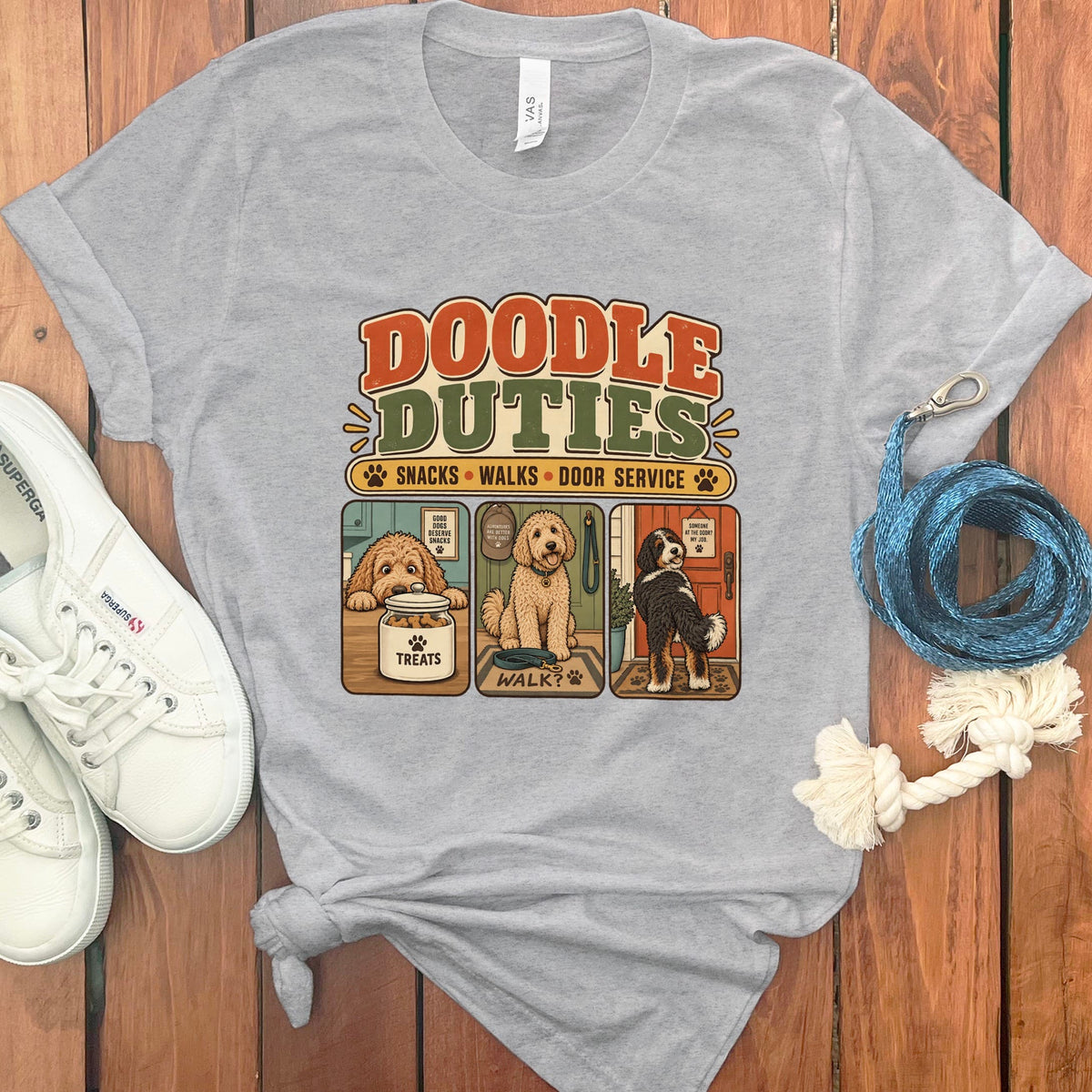 Doodle Duties T-Shirt in Athletic Heather / S by Puppy Jo
