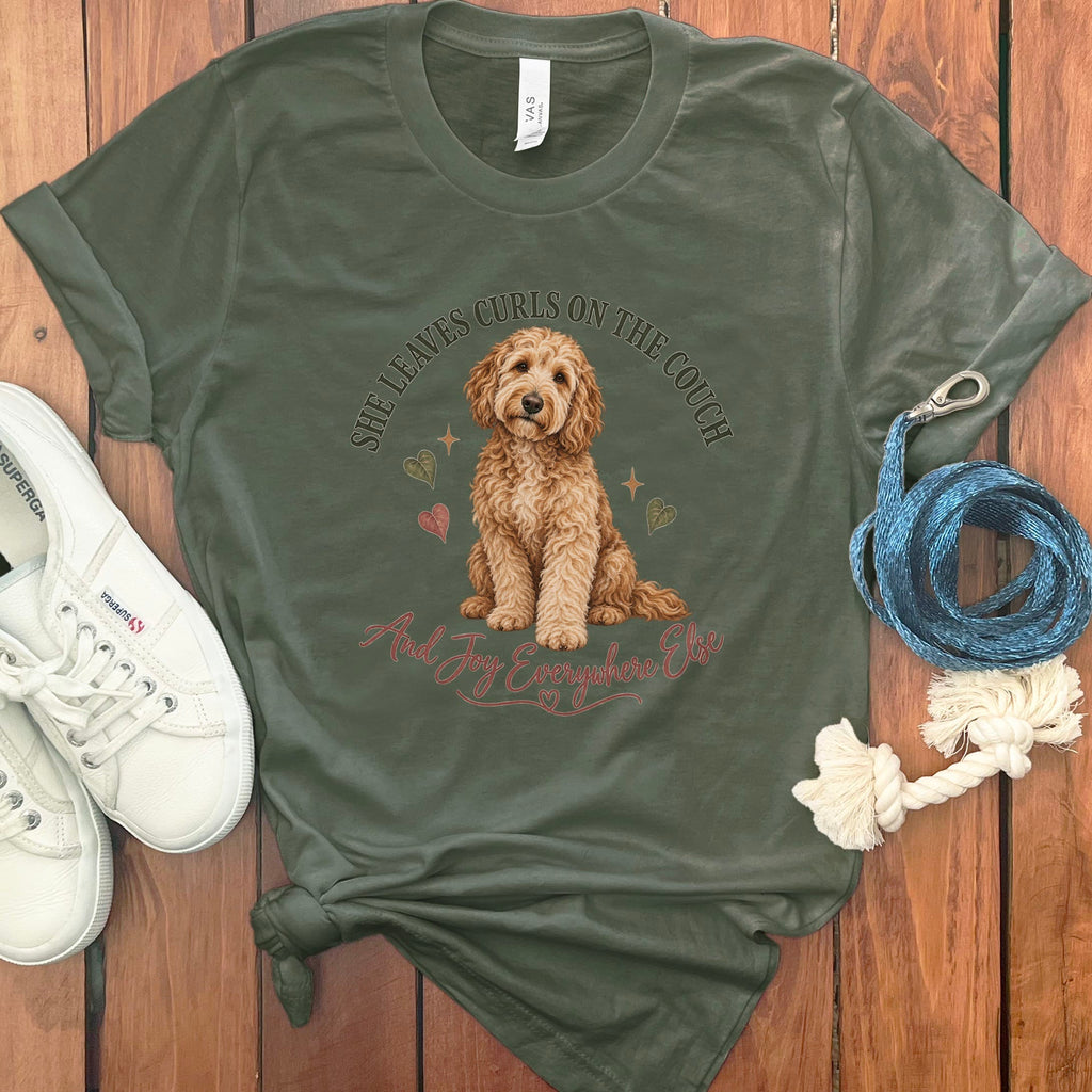 Couch Curls Doodle T-Shirt in Military Green / S by Puppy Jo