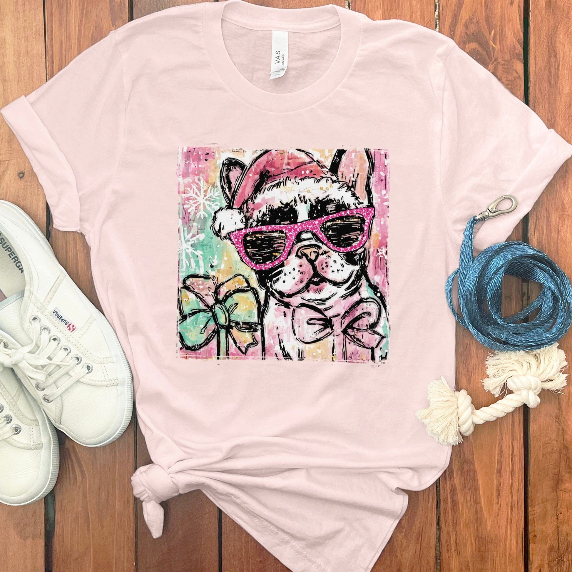 French Bulldog Santa Hat Graphic T-Shirt product type