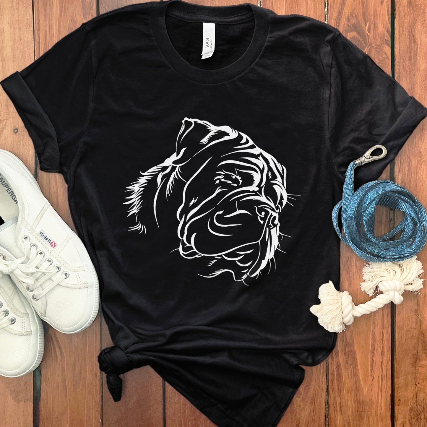 Stylish Dog Graphic Black T-shirt Illustration product type