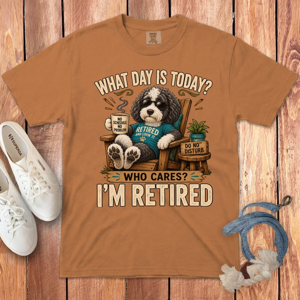 I'm Retired Sheepadoodle Signature T-Shirt in Yam / S by Puppy Jo