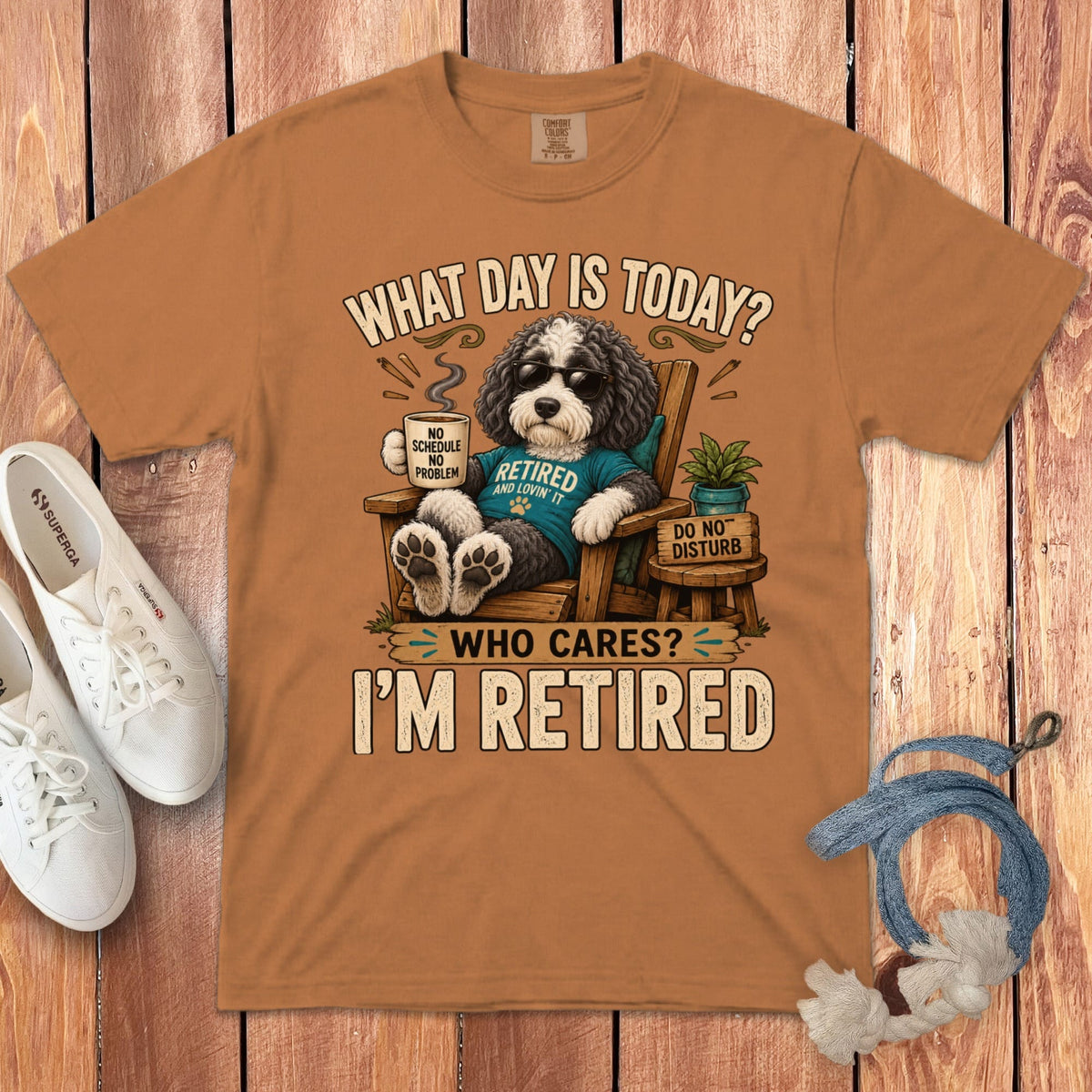 I'm Retired Sheepadoodle Signature T-Shirt in Yam / S by Puppy Jo