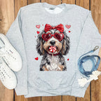 Adorable Dog with Hearts Graphic Sweatshirt