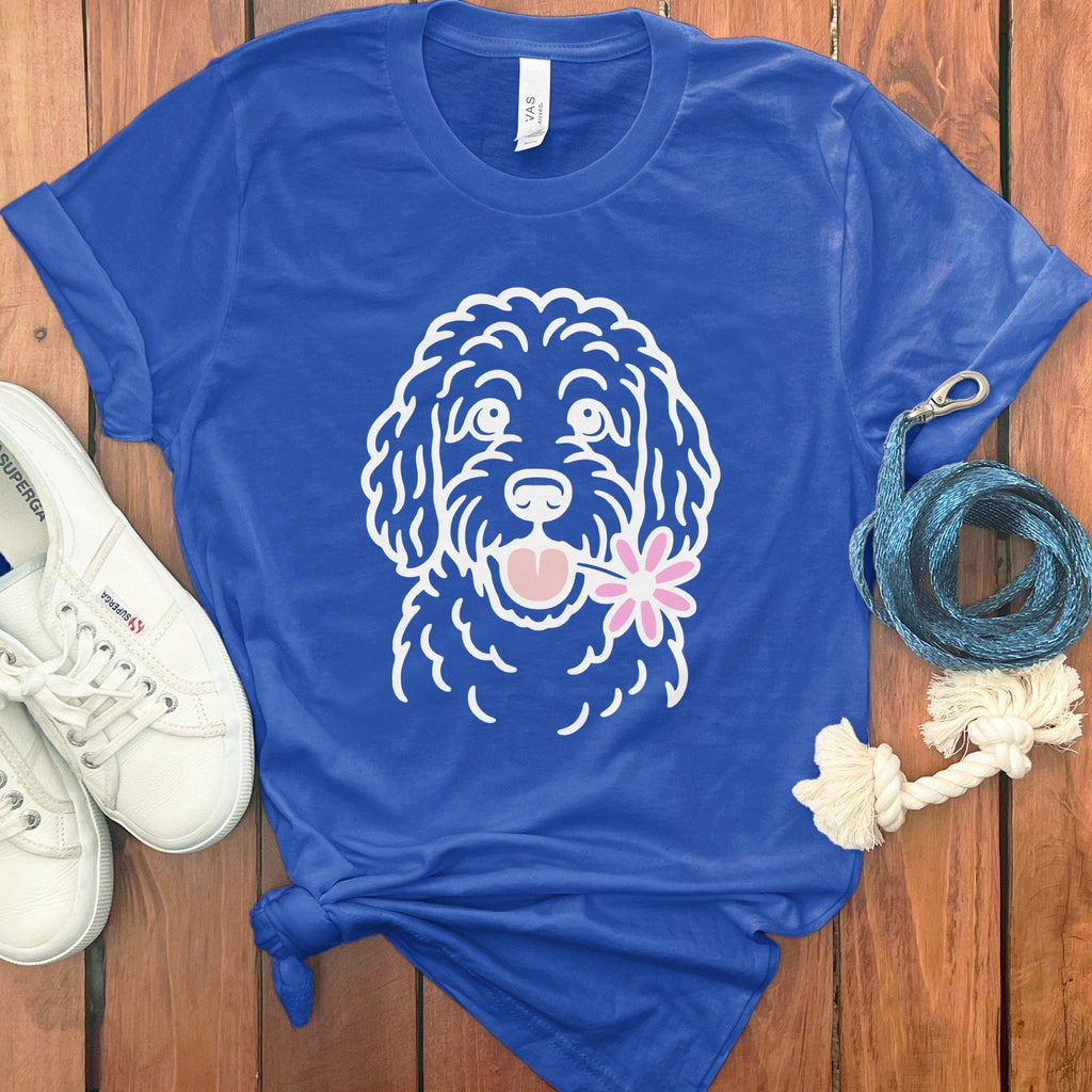Cute Dog With Flower T-Shirt Graphic Design