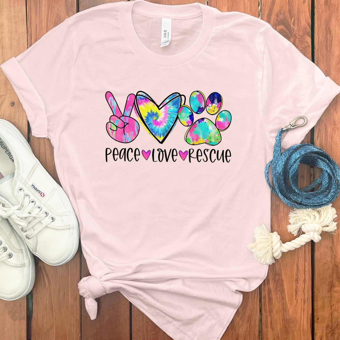 Peace Love Rescue Tie Dye Graphic T-Shirt product type