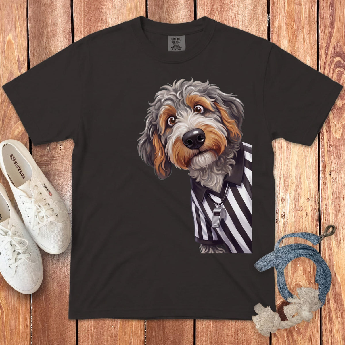 Aussiedoodle Football Referee Signature T-Shirt in Graphite / S by Puppy Jo