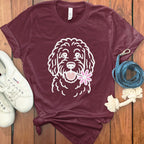 Cute Puppy with Flower Graphic T-shirt