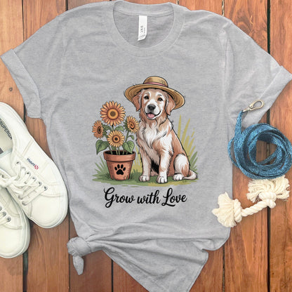 Grow with Love Dog and Flower Graphic Shirt product