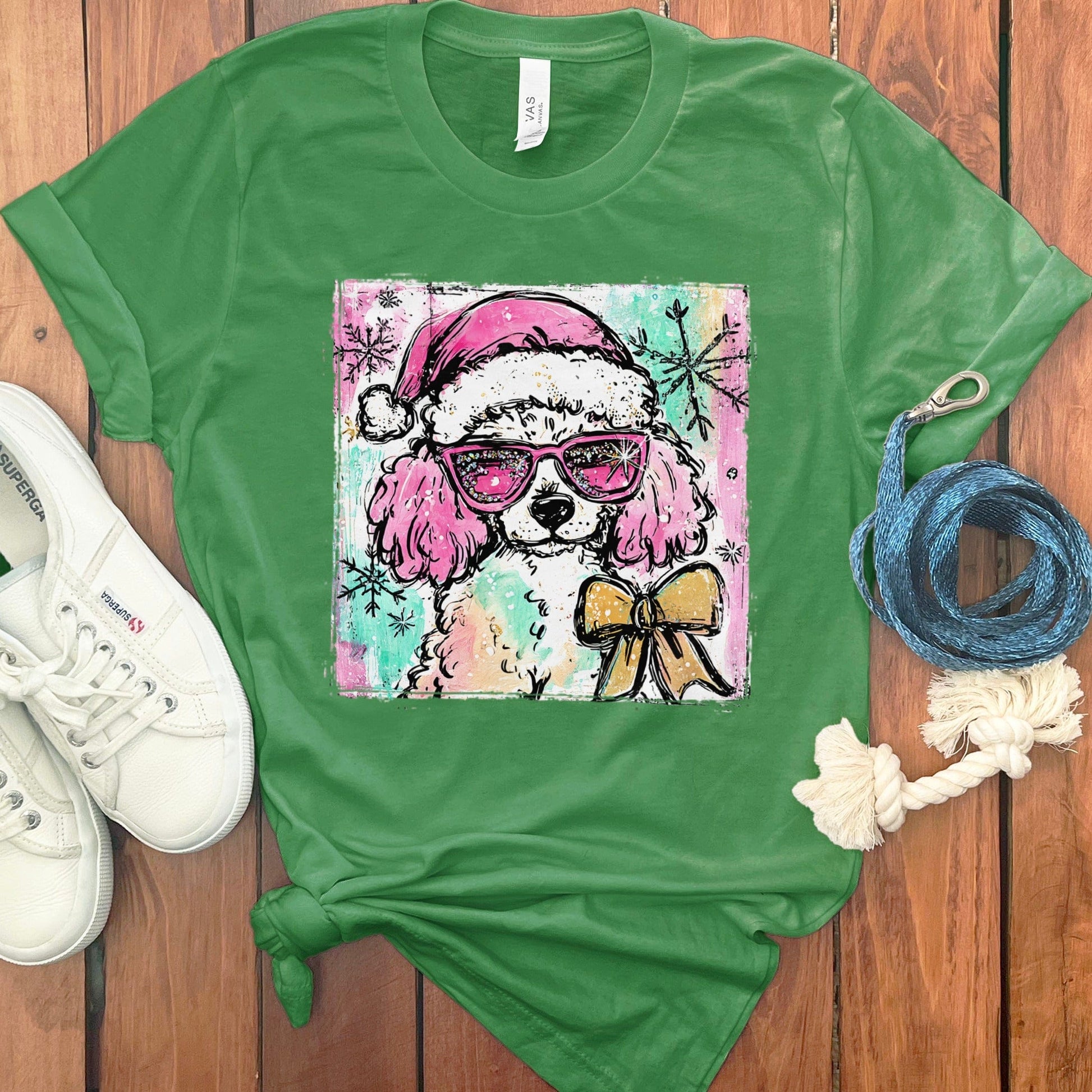 Cool Santa Dog Graphic Tee Christmas Shirt product type