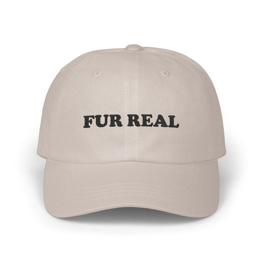 Fur Real Text Embroidered Beige Baseball Cap product